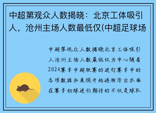 中超第观众人数揭晓：北京工体吸引人，沧州主场人数最低仅(中超足球场观众席人数要求)